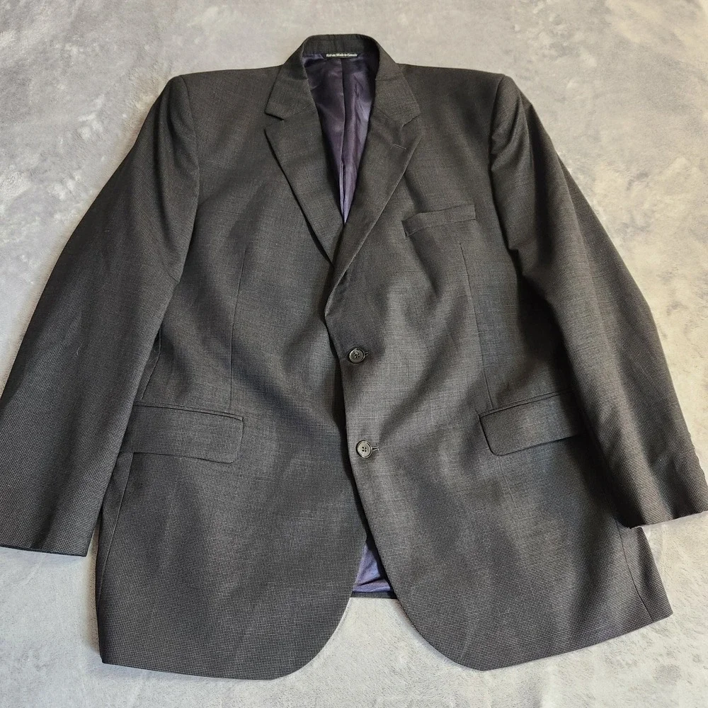 Jack Victor Select Wool Sport Coat Blazer Jacket Navy Neptune Check Mens 48R